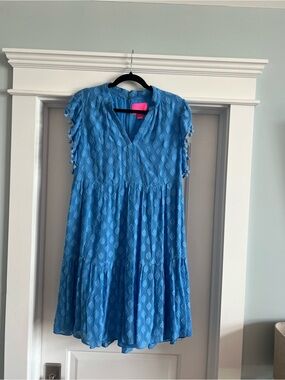 Lilly Pulitzer Sky Blue Short Sleeve Tiered Mini Dress